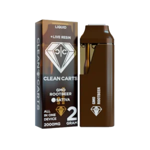 GMO Rootbeer disposable vape featuring a rich root beer soda-inspired flavor with creamy undertones, designed for smooth draws and a nostalgic, refreshing vaping experience.