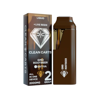GMO Rootbeer disposable vape featuring a rich root beer soda-inspired flavor with creamy undertones, designed for smooth draws and a nostalgic, refreshing vaping experience.
