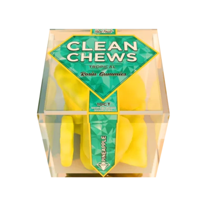 Pineapple Clean Chews scented smoke odor eliminator candle with tropical pineapple fragrance formulated to remove smoke and unwanted indoor odors.